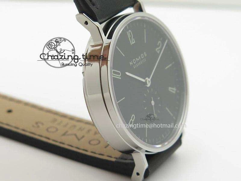 Tangente SS Black Dial On Black Leather Strap A Breathable 7643