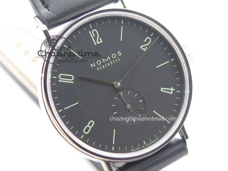 Tangente SS Black Dial On Black Leather Strap A Breathable 7643