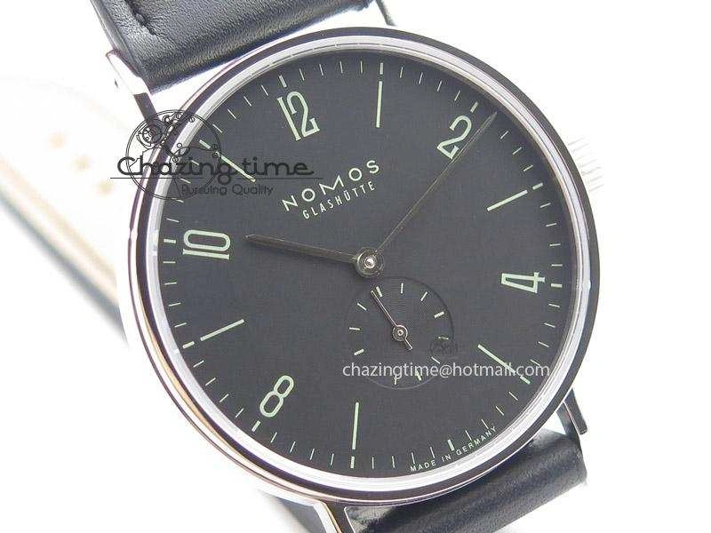 Tangente SS Black Dial On Black Leather Strap A Breathable 7643