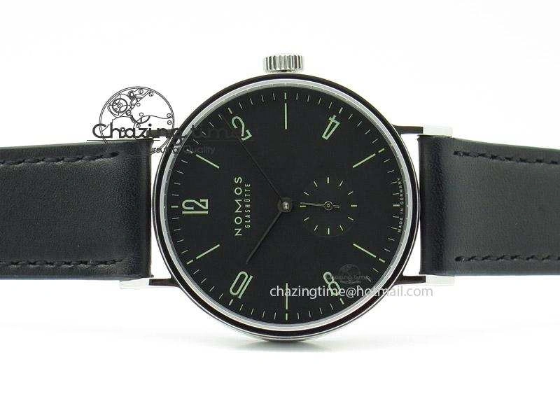Tangente SS Black Dial On Black Leather Strap A Breathable 7643