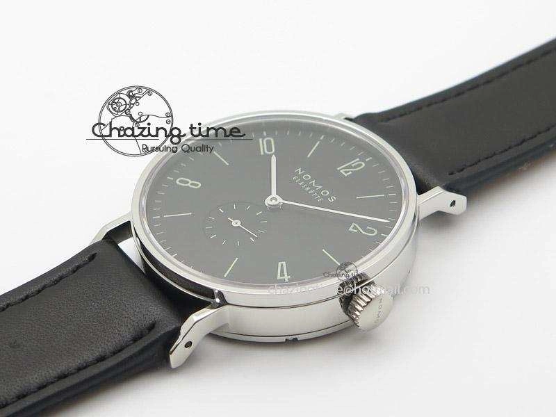 Tangente SS Black Dial On Black Leather Strap A Breathable 7643