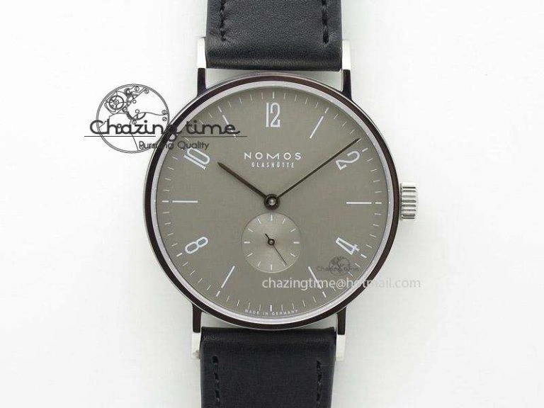 NewStyle Tangente SS Grey Dial On Black Leather Strap A 7645