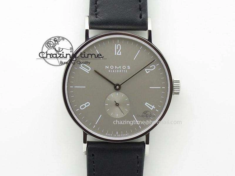NewStyle Tangente SS Grey Dial On Black Leather Strap A 7645