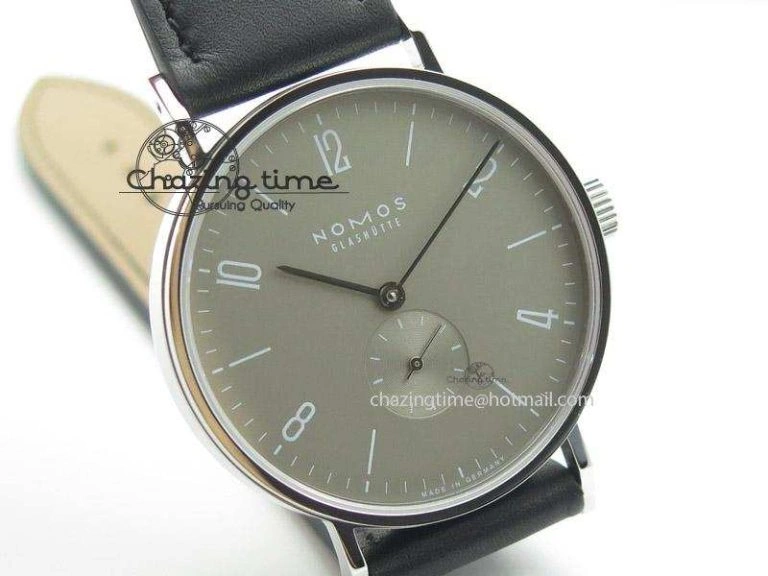 NewStyle Tangente SS Grey Dial On Black Leather Strap A 7645