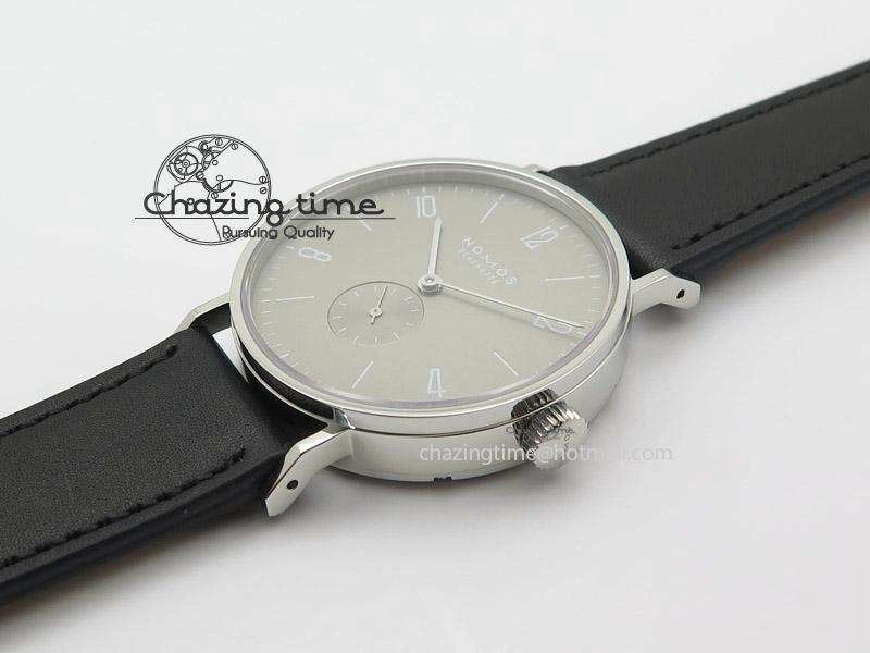 NewStyle Tangente SS Grey Dial On Black Leather Strap A 7645