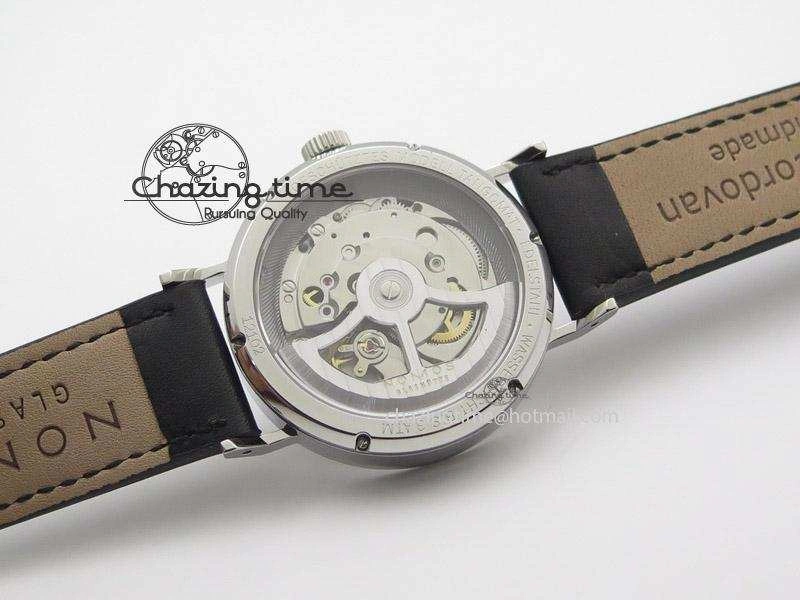 EasyMatch Tangente SS White Dial On Blue Number Markers Red Handset On Black Leather Strap A 7644