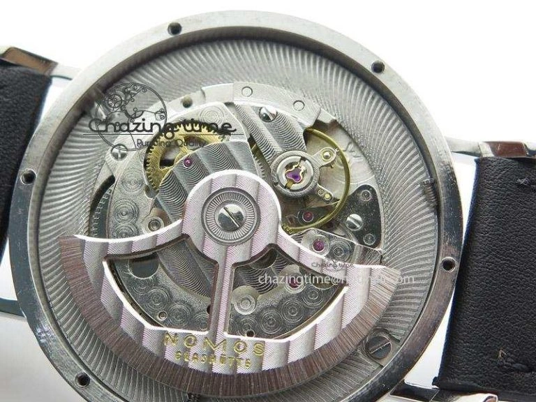 EasyMatch Tangente SS White Dial On Blue Number Markers Red Handset On Black Leather Strap A 7644