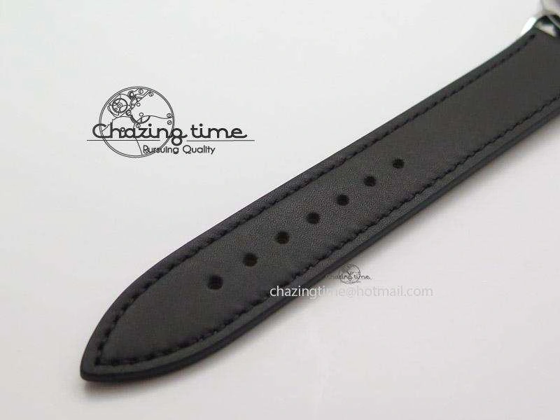 EasyMatch Tangente SS White Dial On Blue Number Markers Red Handset On Black Leather Strap A 7644