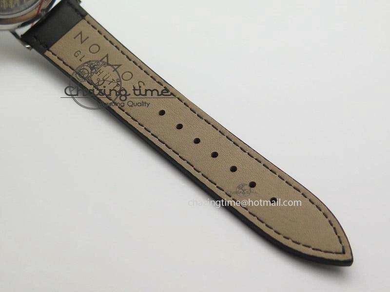EasyMatch Tangente SS White Dial On Blue Number Markers Red Handset On Black Leather Strap A 7644
