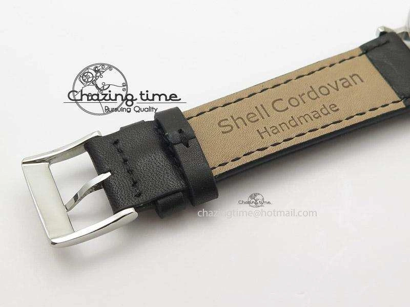EasyMatch Tangente SS White Dial On Blue Number Markers Red Handset On Black Leather Strap A 7644