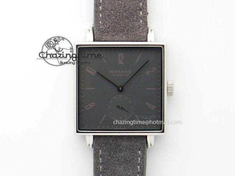 EasyMatch Tangente SS White Dial On Blue Number Markers Red Handset On Black Leather Strap A 7644