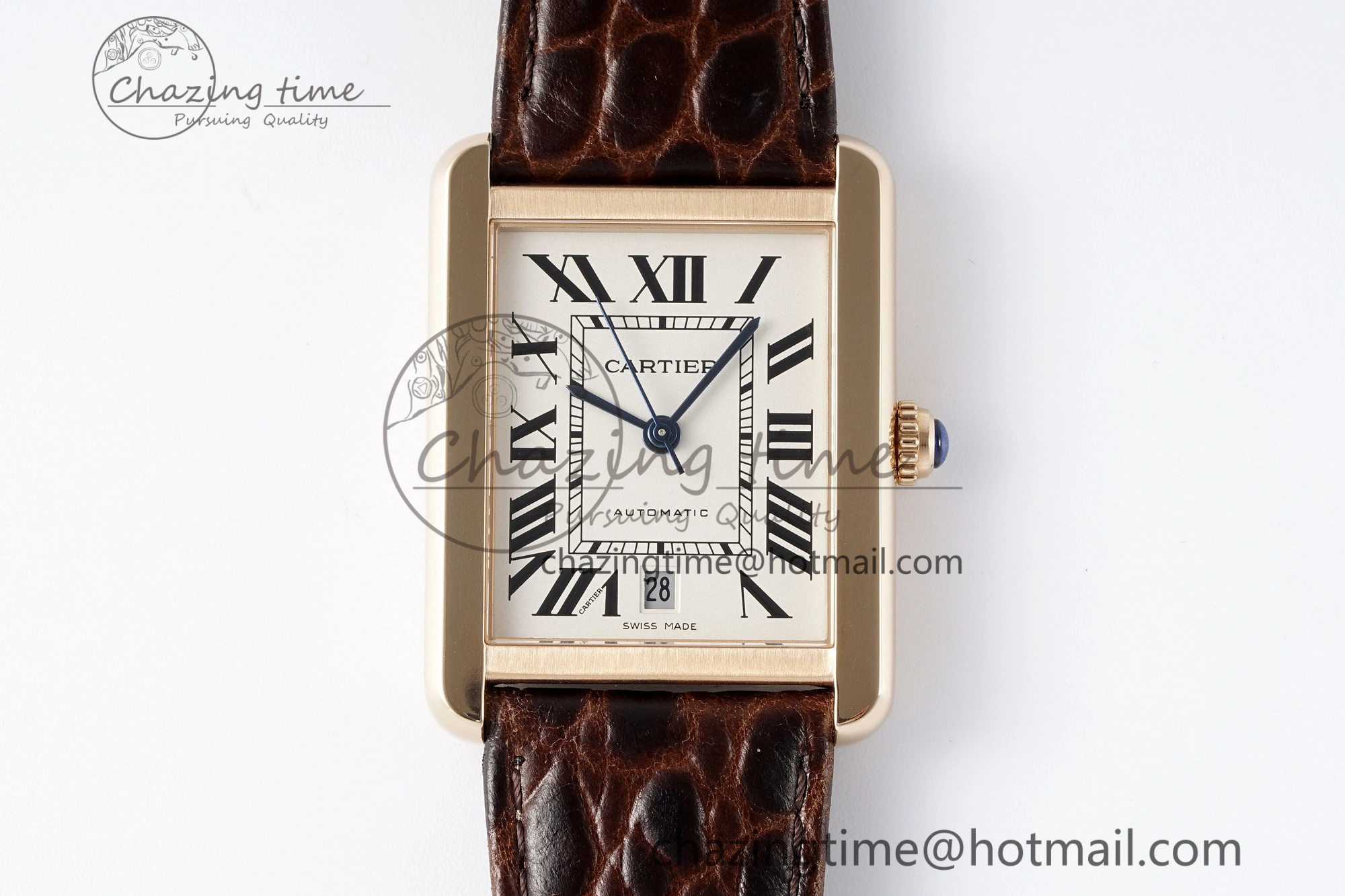 OdorResistant Tank 41 RG APSF 1:1 Best Edition White Dial on Brown Leather Strap MIYOTA 6051