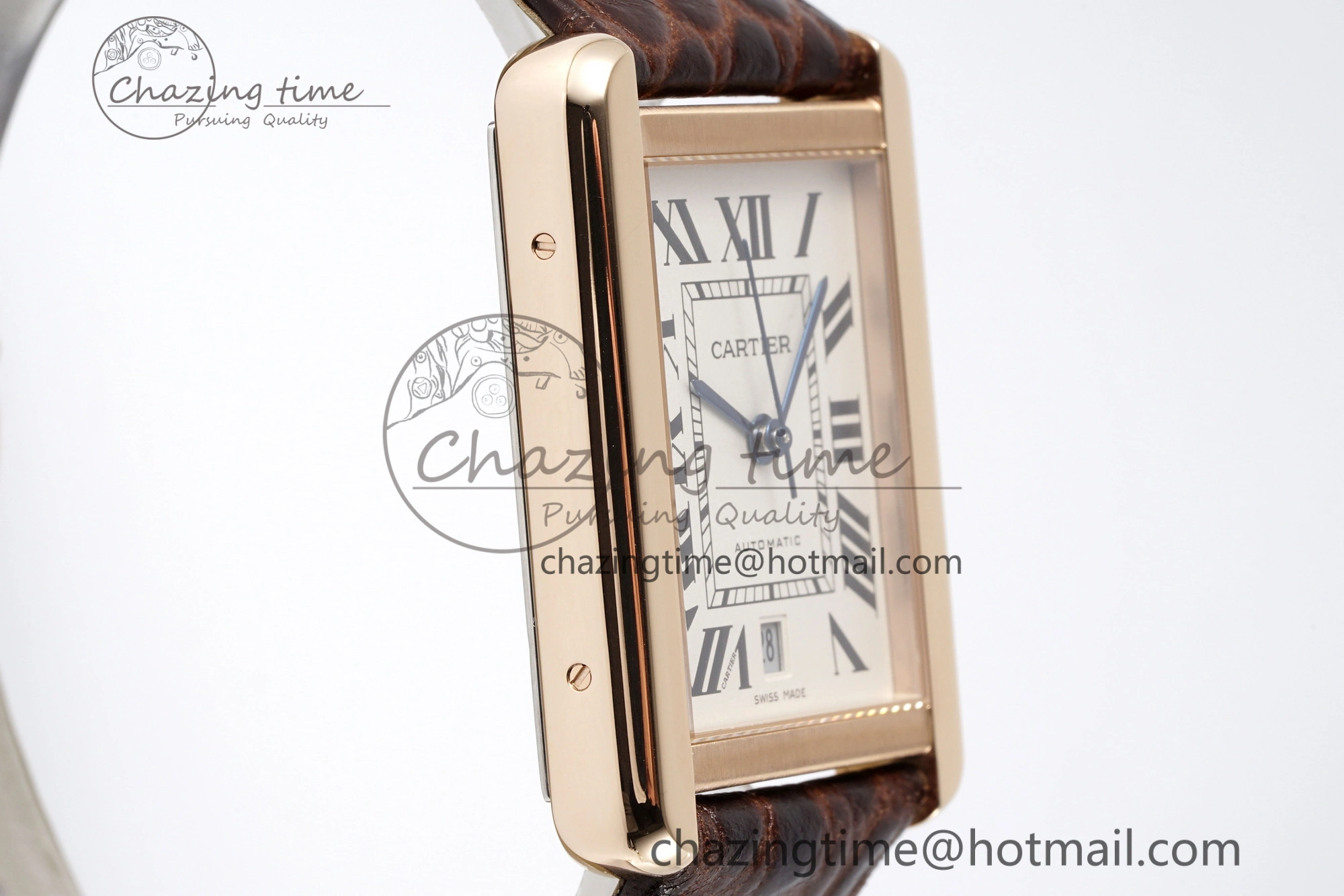 OdorResistant Tank 41 RG APSF 1:1 Best Edition White Dial on Brown Leather Strap MIYOTA 6051
