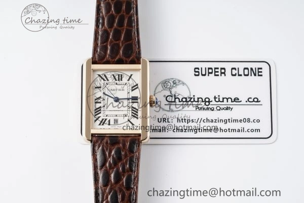 OdorResistant Tank 41 RG APSF 1:1 Best Edition White Dial on Brown Leather Strap MIYOTA 6051