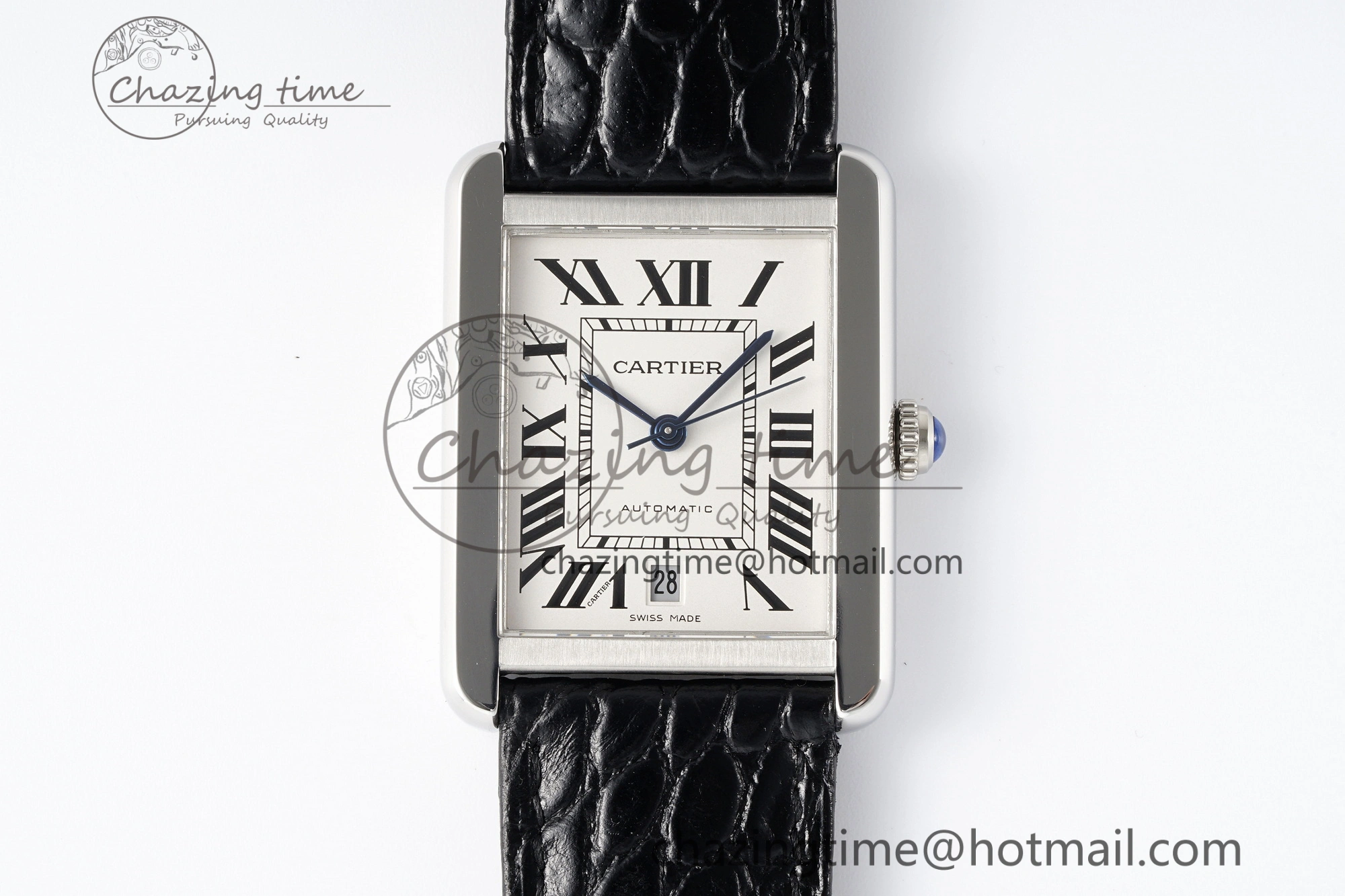 Tank 41 SS APSF 1:1 Best Edition White Dial on Black Croco Leather Strap MIYOTA SoftTouch 6053