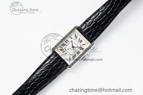 Tank 41 SS APSF 1:1 Best Edition White Dial on Black Croco Leather Strap MIYOTA SoftTouch 6053