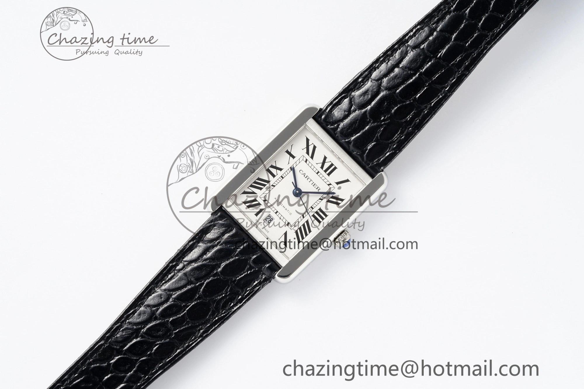 Tank 41 SS APSF 1:1 Best Edition White Dial on Black Croco Leather Strap MIYOTA SoftTouch 6053