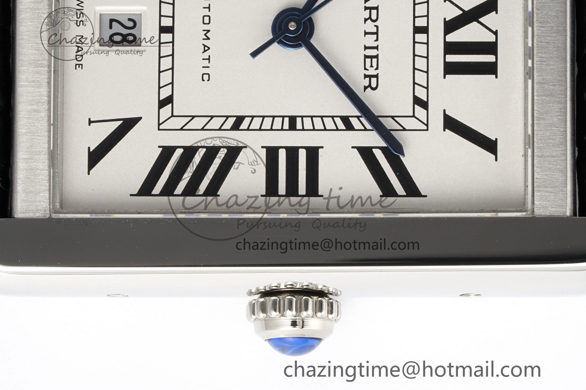 Tank 41 SS APSF 1:1 Best Edition White Dial on Black Croco Leather Strap MIYOTA SoftTouch 6053