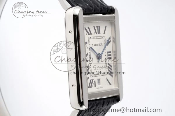 Tank 41 SS APSF 1:1 Best Edition White Dial on Black Croco Leather Strap MIYOTA SoftTouch 6053