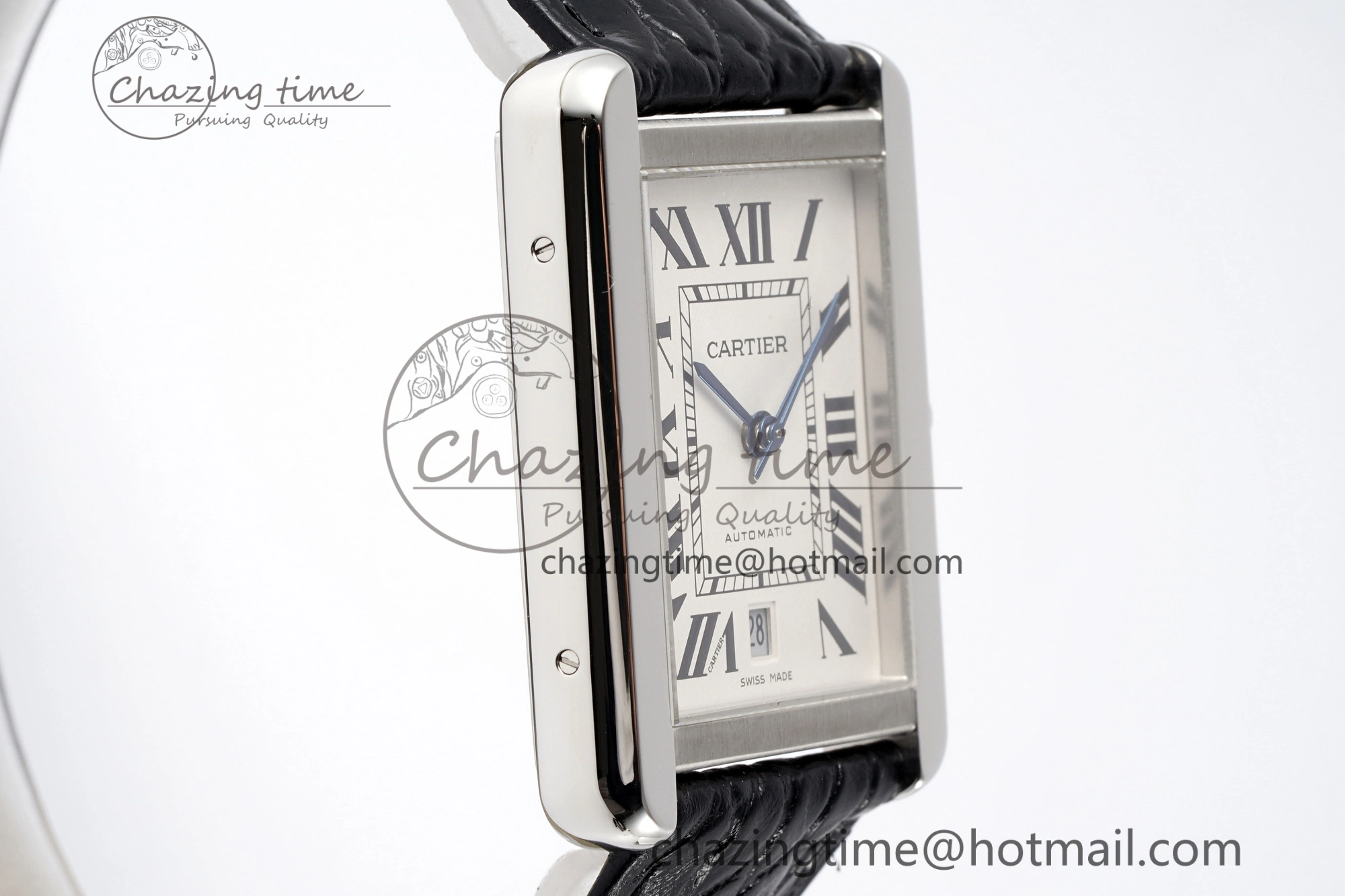 Tank 41 SS APSF 1:1 Best Edition White Dial on Black Croco Leather Strap MIYOTA SoftTouch 6053