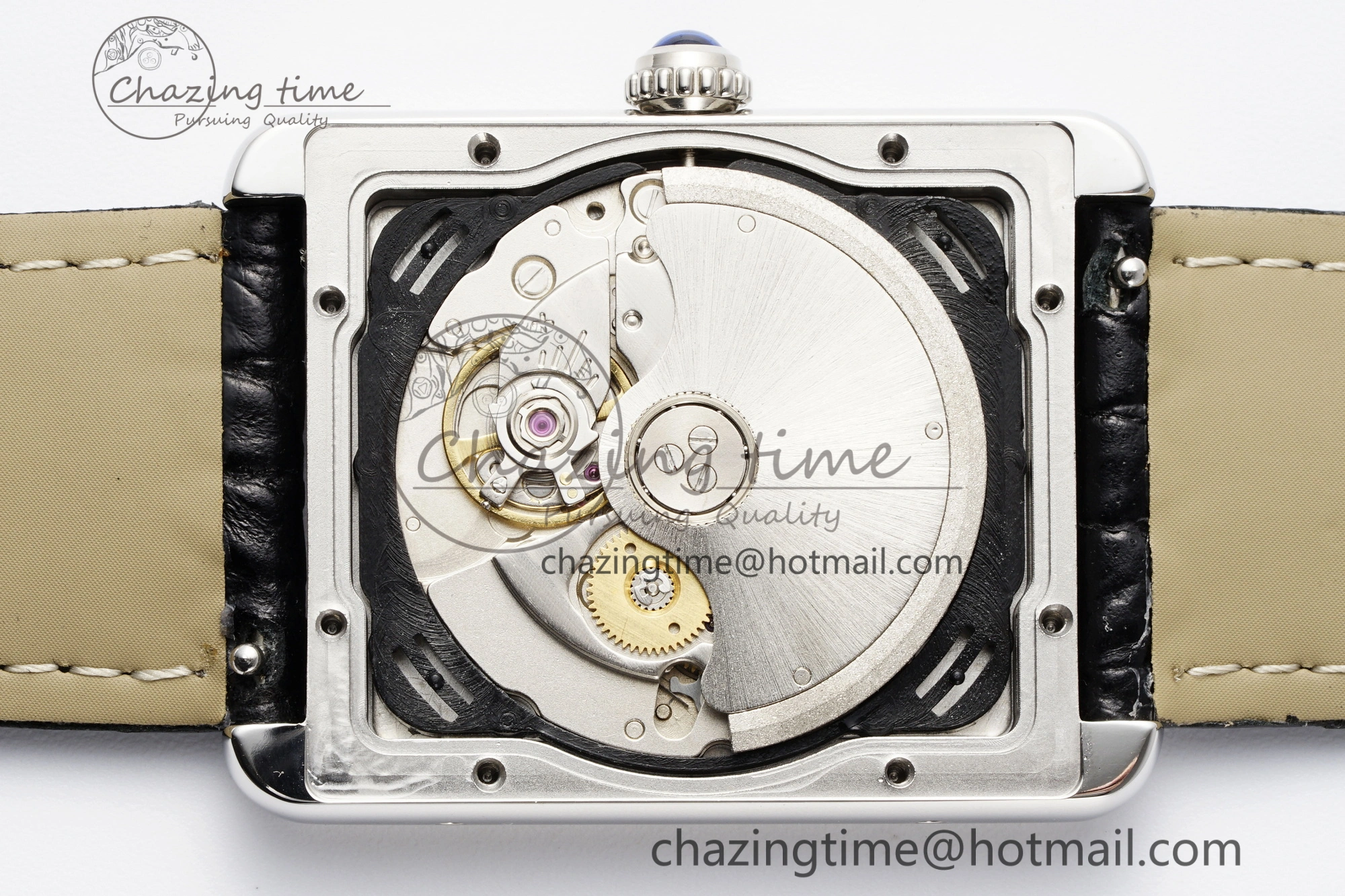 Tank 41 SS APSF 1:1 Best Edition White Dial on Black Croco Leather Strap MIYOTA SoftTouch 6053