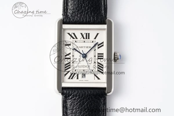 Tank 41 SS APSF 1:1 Best Edition White Dial on Black Leather Strap MIYOTA Modern 6052