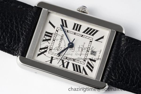 Tank 41 SS APSF 1:1 Best Edition White Dial on Black Leather Strap MIYOTA Modern 6052