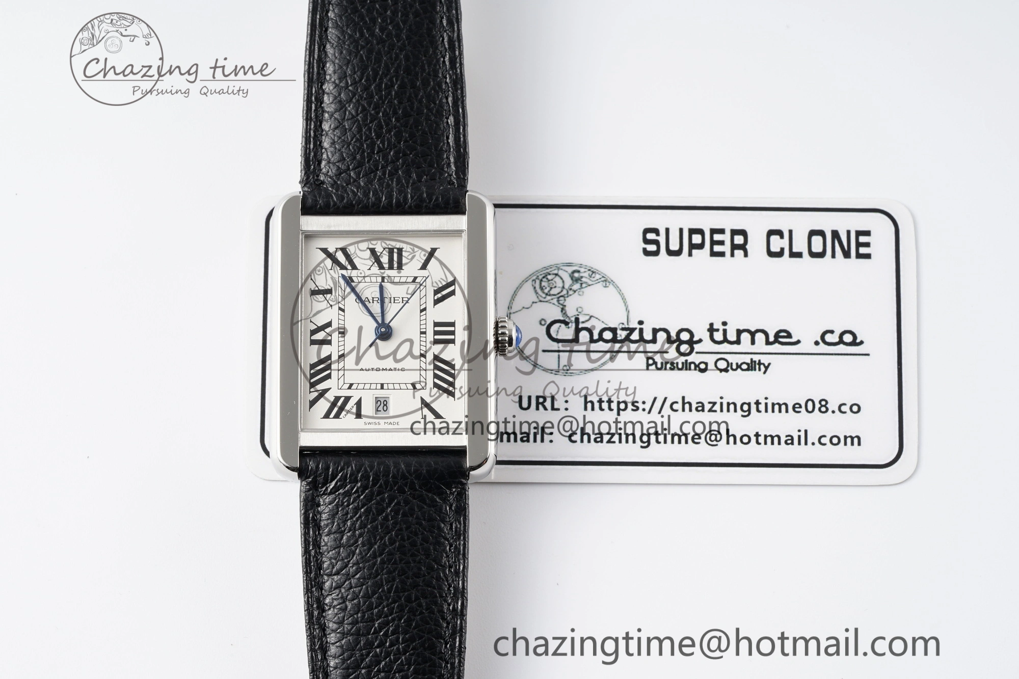 Tank 41 SS APSF 1:1 Best Edition White Dial on Black Leather Strap MIYOTA Modern 6052