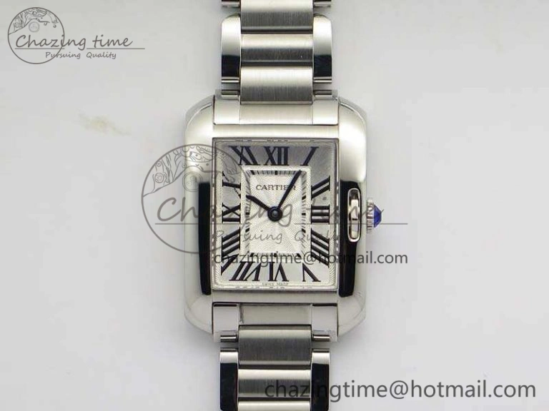 Tank Anglaise Ladies SS GSF 1:1 Best Edition White Dial On SS Bracelet Quartz FreshLook 6263
