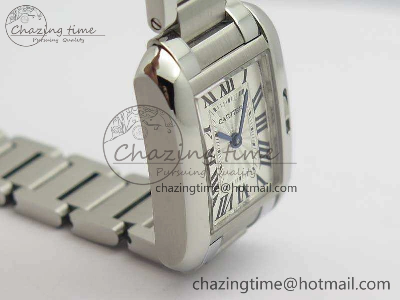 Tank Anglaise Ladies SS GSF 1:1 Best Edition White Dial On SS Bracelet Quartz Timeless 10743