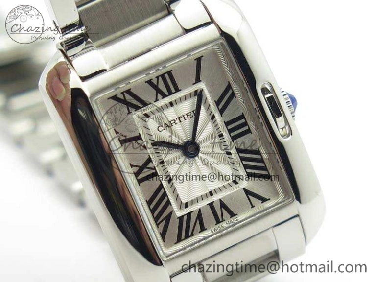 Tank Anglaise Ladies SS GSF 1:1 Best Edition White Dial On SS Bracelet Quartz Timeless 10743