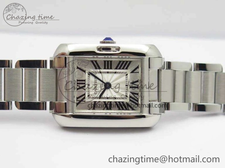 Tank Anglaise Ladies SS GSF 1:1 Best Edition White Dial On SS Bracelet Quartz Timeless 10743