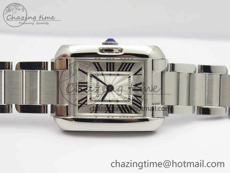 Tank Anglaise Ladies SS GSF 1:1 Best Edition White Dial On SS Bracelet Quartz Timeless 10743