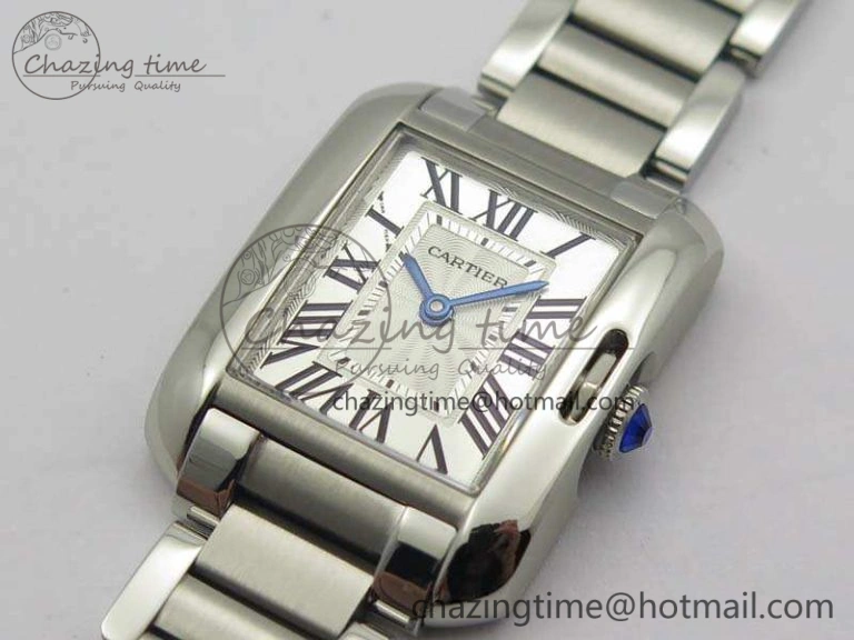 Tank Anglaise Ladies SS GSF 1:1 Best Edition White Dial On SS Bracelet Quartz Timeless 10743