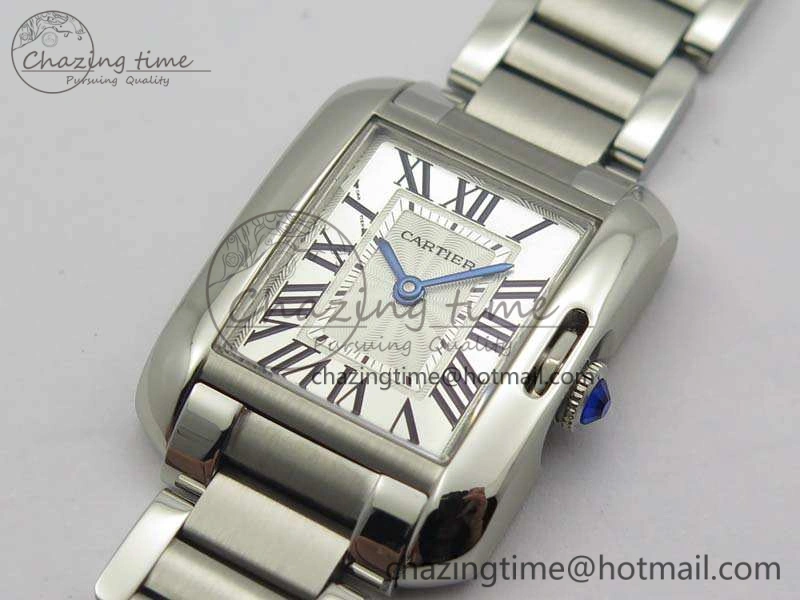 Tank Anglaise Ladies SS GSF 1:1 Best Edition White Dial On SS Bracelet Quartz Timeless 10743