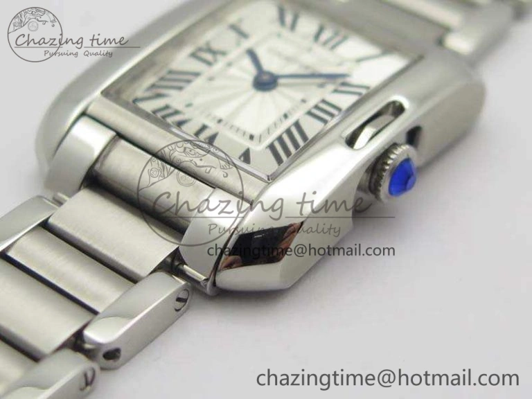 Tank Anglaise Ladies SS GSF 1:1 Best Edition White Dial On SS Bracelet Quartz Timeless 10743