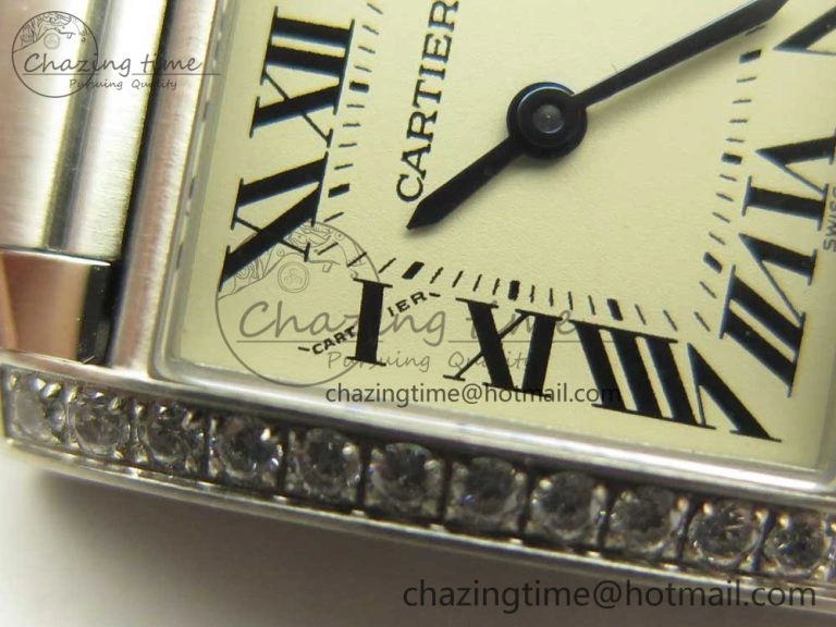 Tank Francaise Ladies 25mm Dia Bezel SS 8848F 1:1 Best Edition Ivory Dial on SS Bracelet Ronda Quartz StreetReady 10642