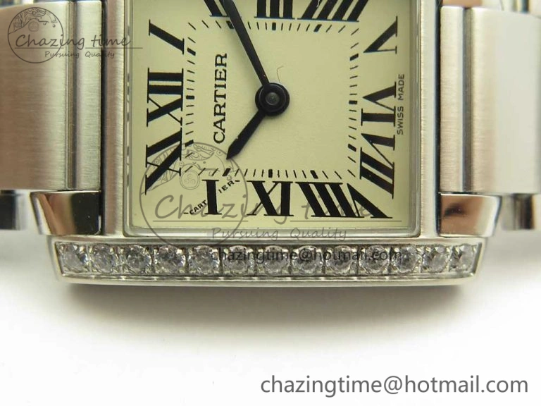 Tank Francaise Ladies 25mm Dia Bezel SS 8848F 1:1 Best Edition Ivory Dial on SS Bracelet Ronda Quartz StreetReady 10642