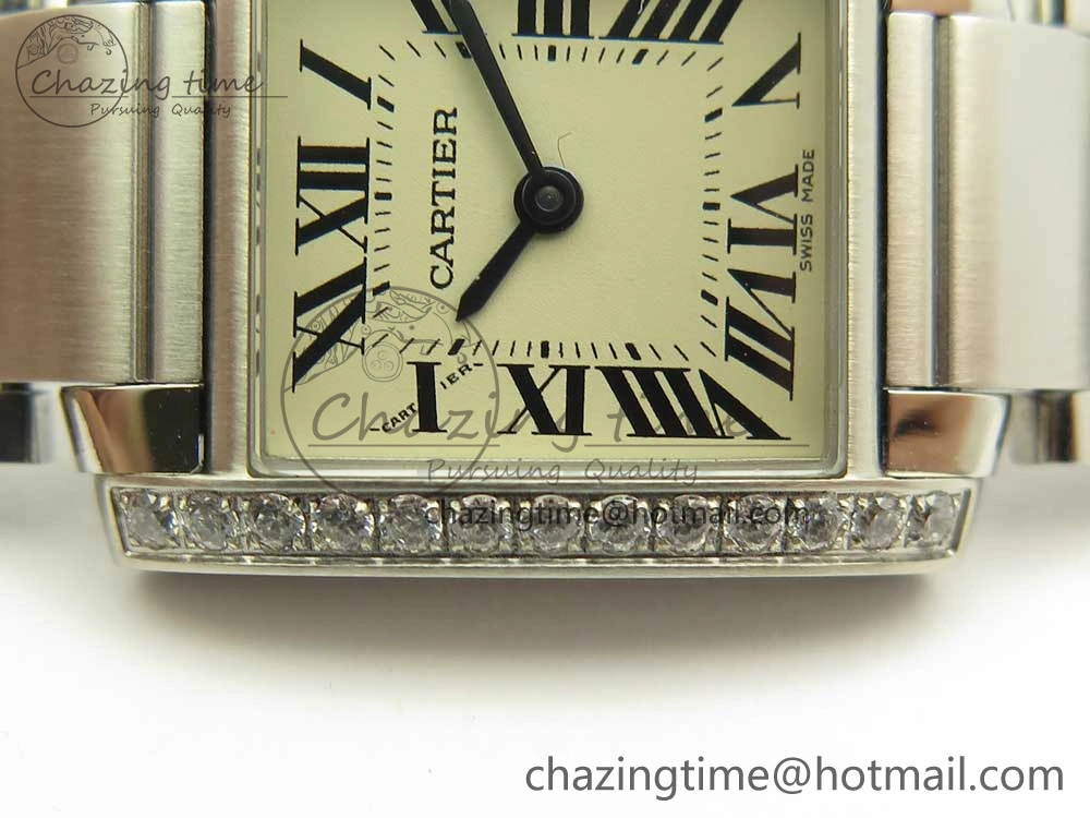 Tank Francaise Ladies 25mm Dia Bezel SS 8848F 1:1 Best Edition Ivory Dial on SS Bracelet Ronda Quartz StreetReady 10642
