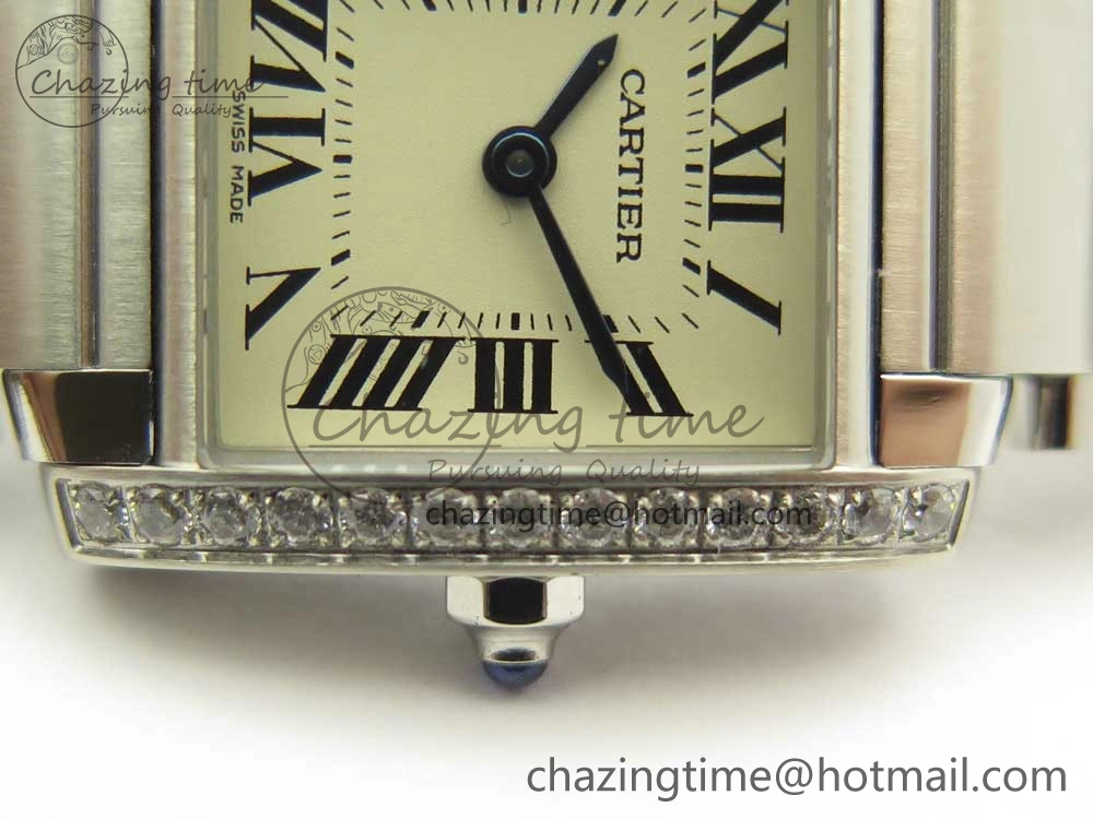 Tank Francaise Ladies 25mm Dia Bezel SS 8848F 1:1 Best Edition Ivory Dial on SS Bracelet Ronda Quartz StreetReady 10642