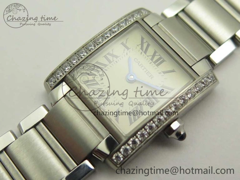Tank Francaise Ladies 25mm Dia Bezel SS 8848F 1:1 Best Edition Ivory Dial on SS Bracelet Ronda Quartz StreetReady 10642