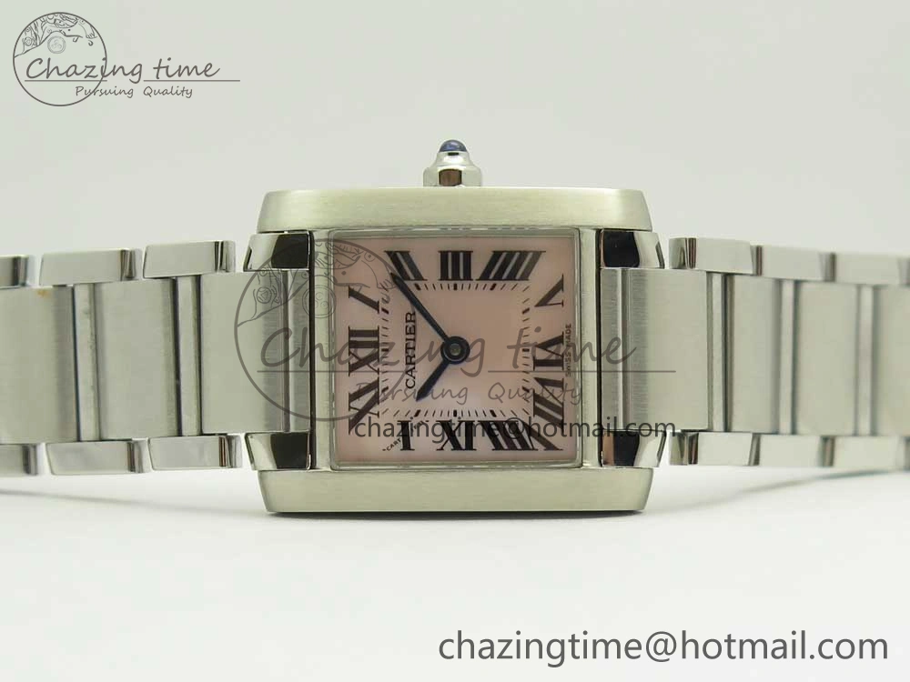 ZeroBulk Tank Francaise Ladies 25mm SS 8848F 1:1 Best Edition Pink Dial on SS Bracelet Ronda Quartz 10639