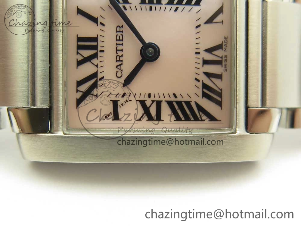 ZeroBulk Tank Francaise Ladies 25mm SS 8848F 1:1 Best Edition Pink Dial on SS Bracelet Ronda Quartz 10639