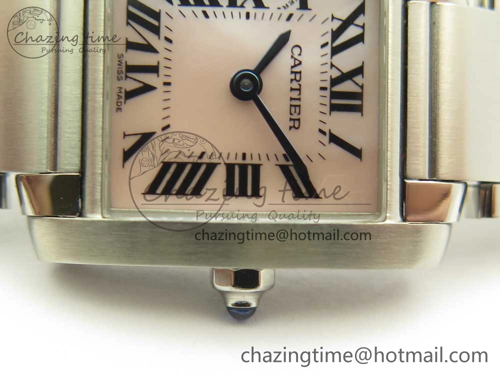 ZeroBulk Tank Francaise Ladies 25mm SS 8848F 1:1 Best Edition Pink Dial on SS Bracelet Ronda Quartz 10639