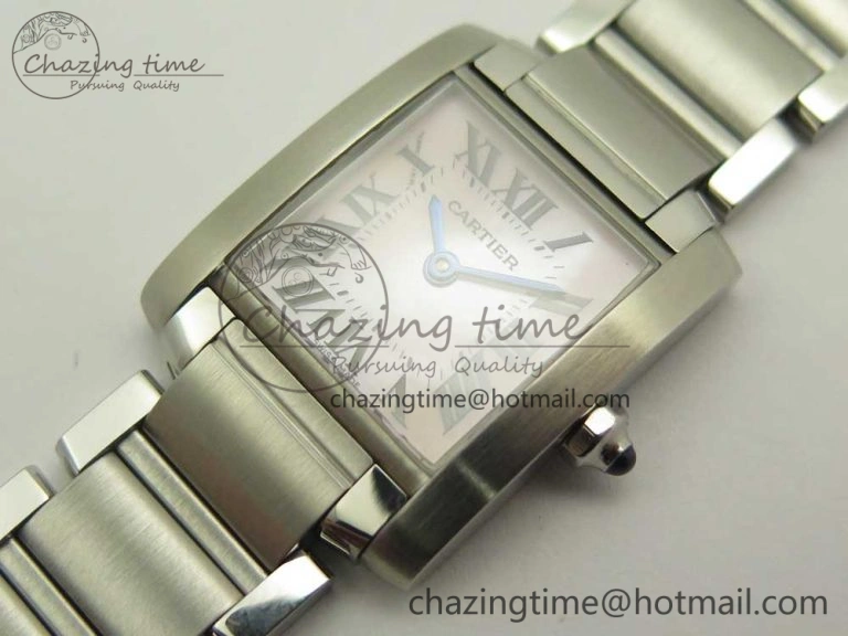 ZeroBulk Tank Francaise Ladies 25mm SS 8848F 1:1 Best Edition Pink Dial on SS Bracelet Ronda Quartz 10639