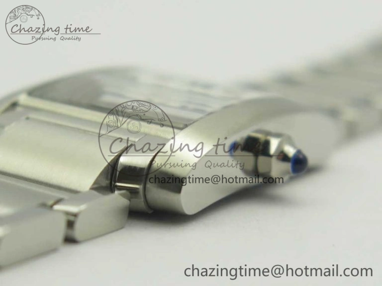 Tank Francaise Ladies 25mm SS 8848F 1:1 Best Edition White Dial Diamond Markers on SS Bracelet Ronda Quartz Elegant 6175
