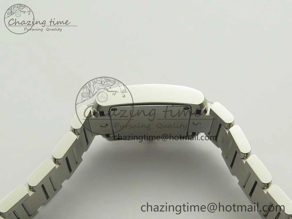 Tank Francaise Ladies 25mm SS 8848F 1:1 Best Edition White Dial Diamond Markers on SS Bracelet Ronda Quartz Elegant 6175