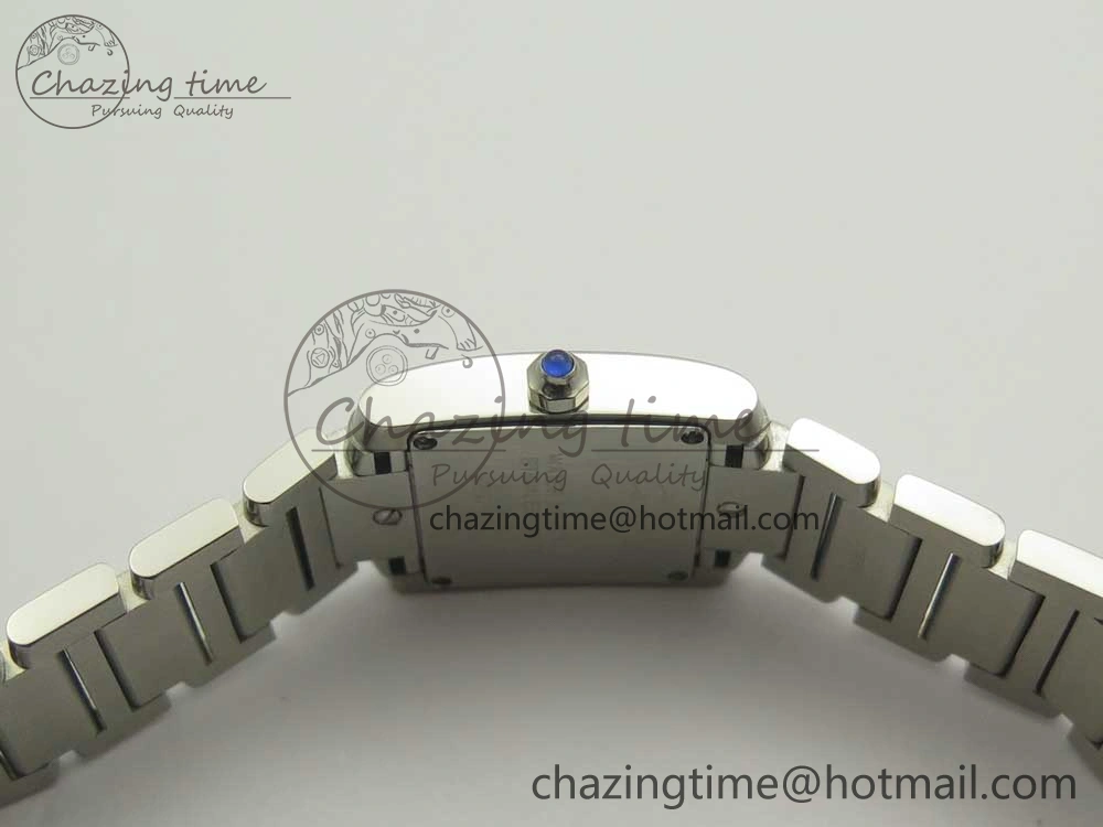 Tank Francaise Ladies 25mm SS 8848F 1:1 Best Edition White Dial Diamond Markers on SS Bracelet Ronda Quartz Elegant 6175