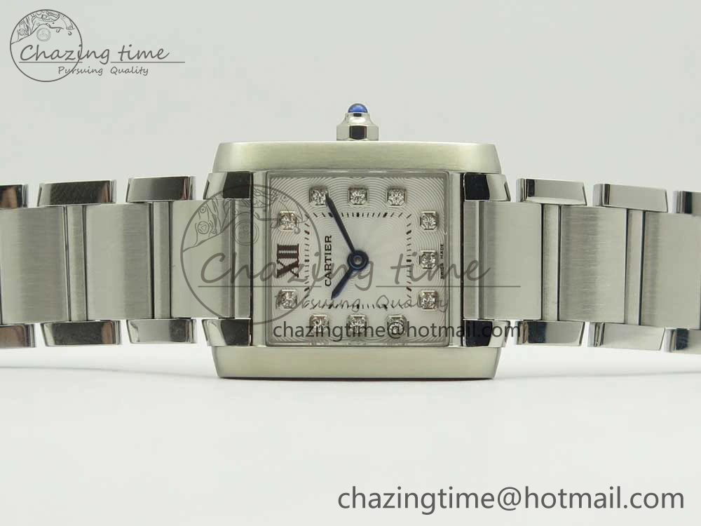 Tank Francaise Ladies 25mm SS 8848F 1:1 Best Edition White Dial Diamond Markers on SS Bracelet Ronda Quartz Elegant 6175