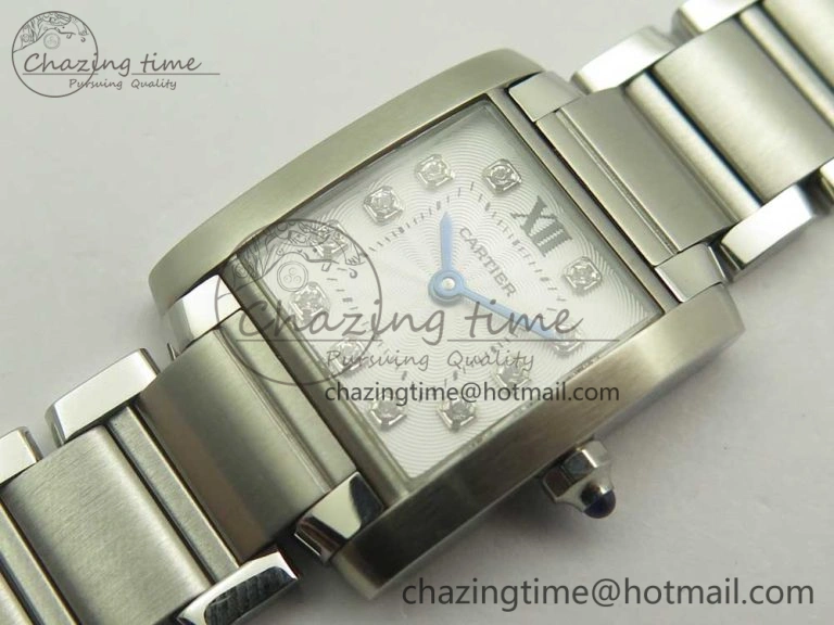 Tank Francaise Ladies 25mm SS 8848F 1:1 Best Edition White Dial Diamond Markers on SS Bracelet Ronda Quartz Elegant 6175
